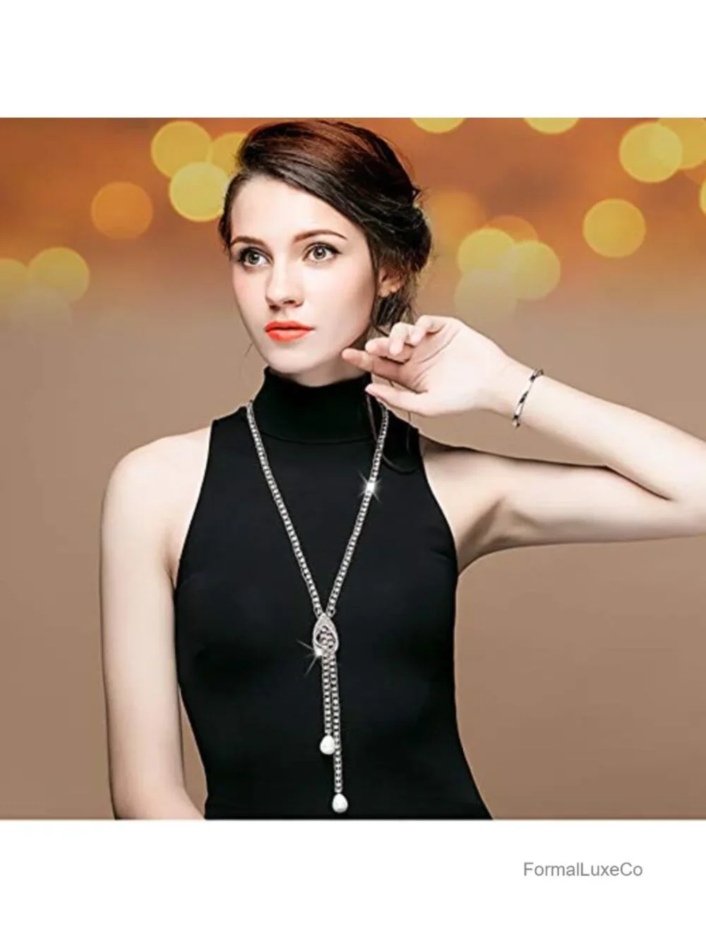 Trendy Crystal Long Necklace All-Match Sweater Chain